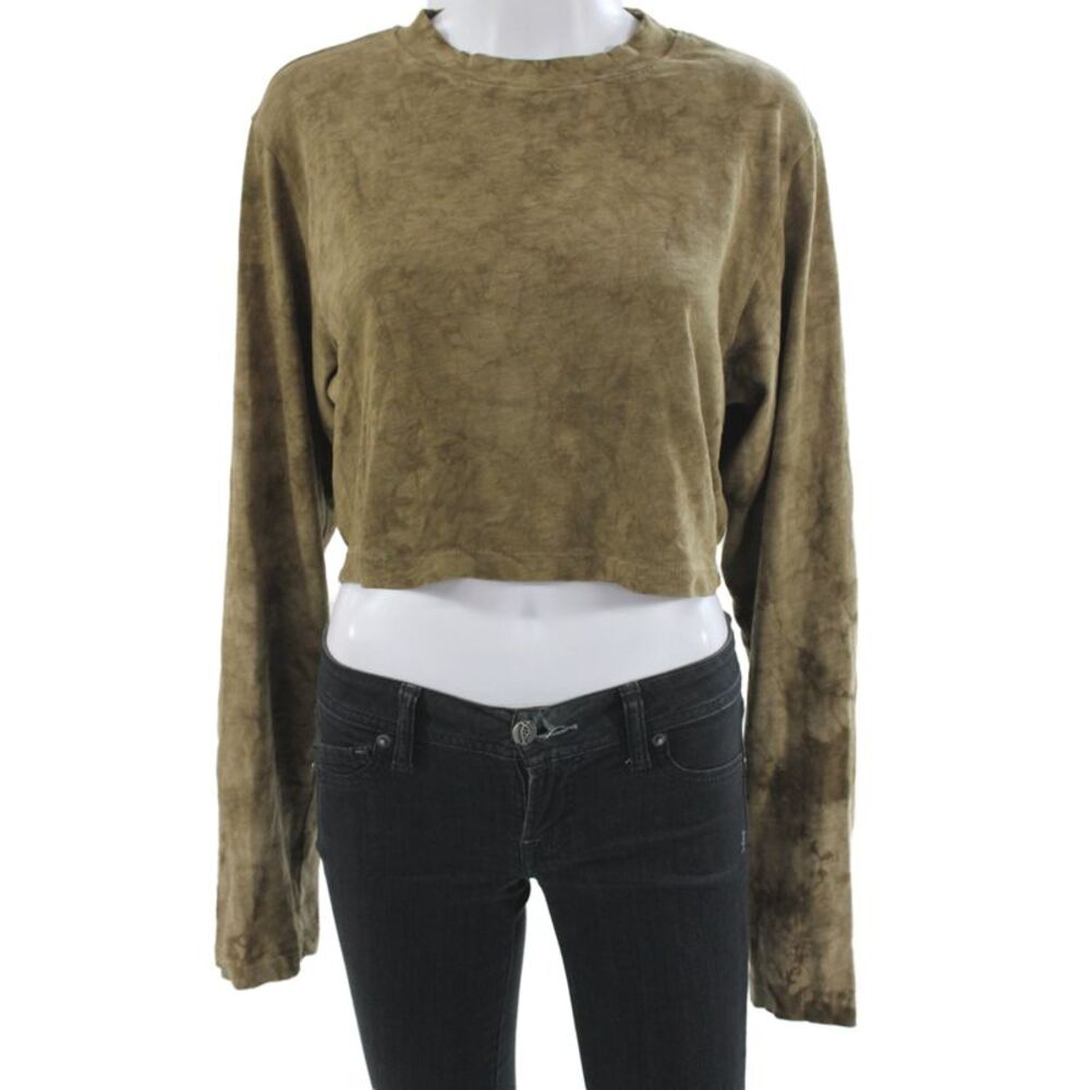 Cotton Citizen Women Cropped Long Sleeve Brown T-Shirt Size S